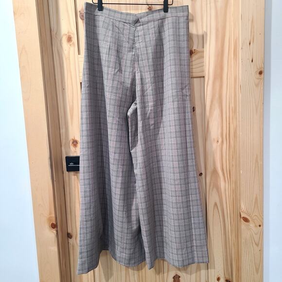 Anthropologie Cory Lynn Calter Wide Leg Plaid Pants Academia Size L HEMMED - Picture 1 of 15